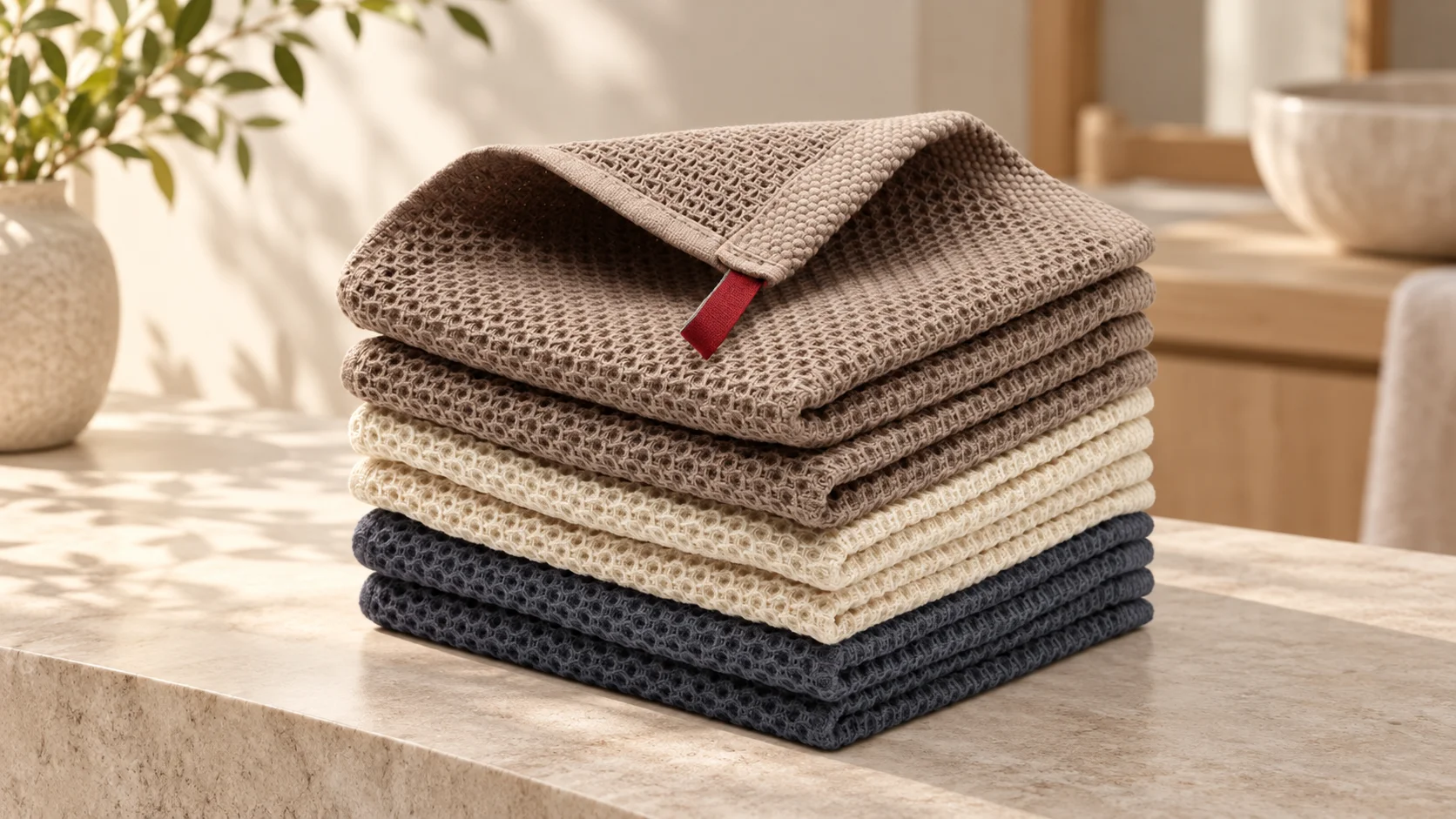 Set 3 prosoape de bucatarie din bumbac, 34x34cm, multicolor